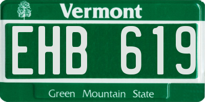 VT license plate EHB619