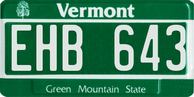 VT license plate EHB643