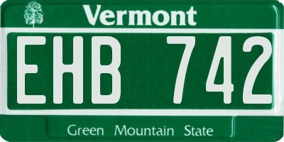 VT license plate EHB742