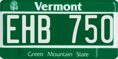 VT license plate EHB750