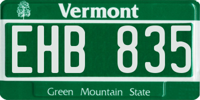 VT license plate EHB835