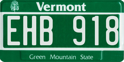 VT license plate EHB918