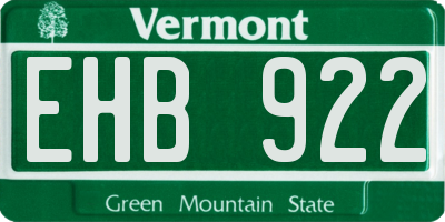 VT license plate EHB922