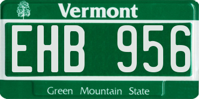 VT license plate EHB956