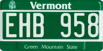 VT license plate EHB958