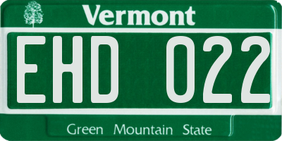 VT license plate EHD022