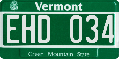 VT license plate EHD034