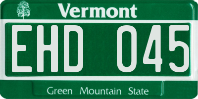 VT license plate EHD045