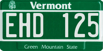 VT license plate EHD125