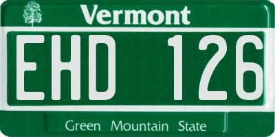 VT license plate EHD126