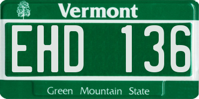 VT license plate EHD136