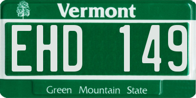 VT license plate EHD149