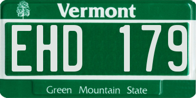 VT license plate EHD179