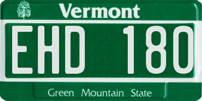 VT license plate EHD180