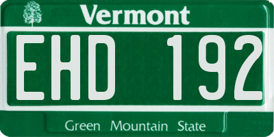 VT license plate EHD192