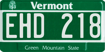 VT license plate EHD218
