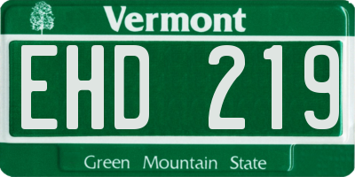 VT license plate EHD219