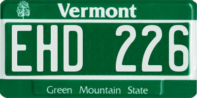 VT license plate EHD226