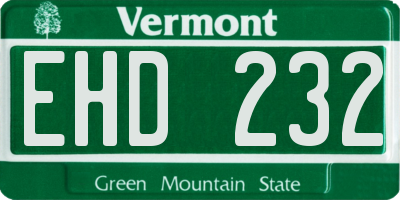 VT license plate EHD232