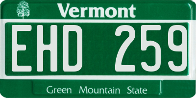 VT license plate EHD259