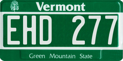VT license plate EHD277