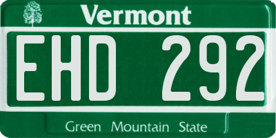 VT license plate EHD292