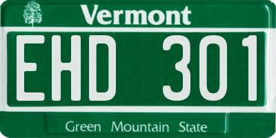 VT license plate EHD301