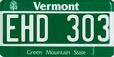 VT license plate EHD303