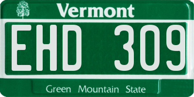 VT license plate EHD309