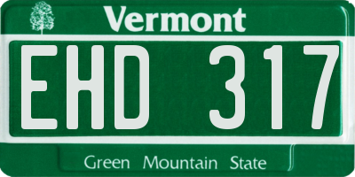 VT license plate EHD317