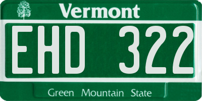 VT license plate EHD322