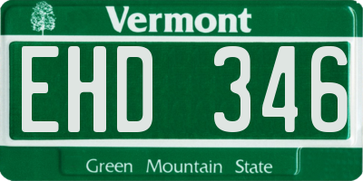VT license plate EHD346