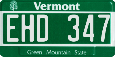 VT license plate EHD347