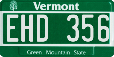 VT license plate EHD356