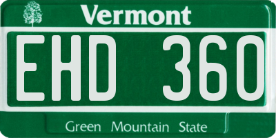 VT license plate EHD360