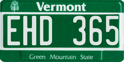 VT license plate EHD365