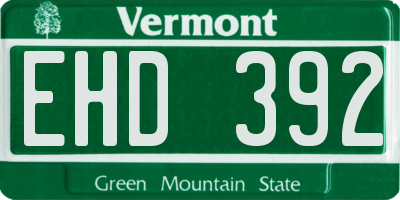 VT license plate EHD392
