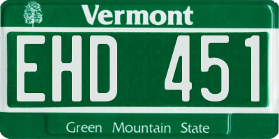 VT license plate EHD451