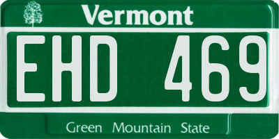 VT license plate EHD469