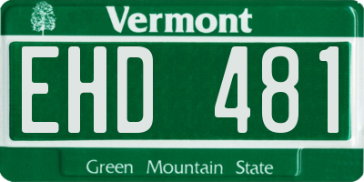 VT license plate EHD481