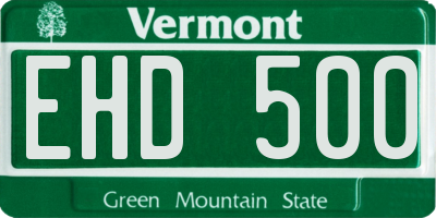 VT license plate EHD500
