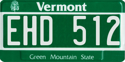 VT license plate EHD512