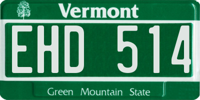 VT license plate EHD514