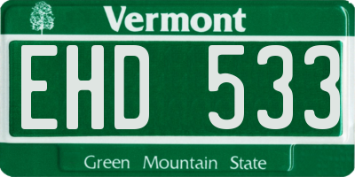 VT license plate EHD533