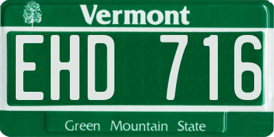 VT license plate EHD716