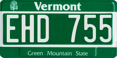 VT license plate EHD755