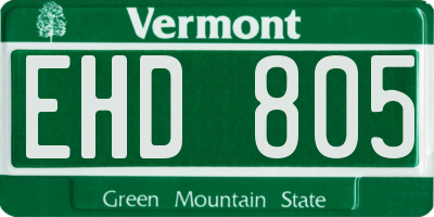 VT license plate EHD805