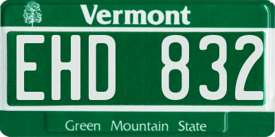 VT license plate EHD832