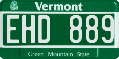 VT license plate EHD889