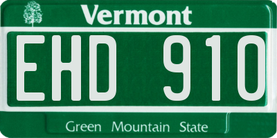 VT license plate EHD910